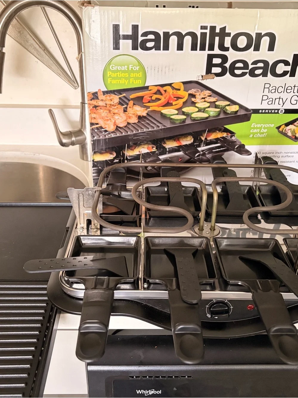 Hamilton Beach Raclette Party Grill Electric 1200W Nonstick Grill/Griddle EUC
